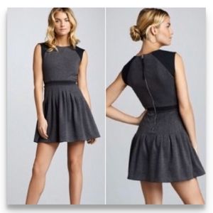 Rebecca Taylor Gray Sleeveless Pleated Fit-and-Flare Midi Dress